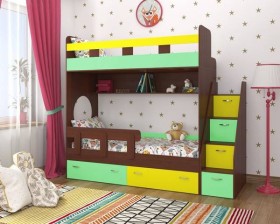 Детская двухъярусная кровать Юниор-1 Белый/Синий Распродажа в Белгороде - belgorod.katalogmebeli.com | фото 4