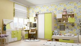 Детская комната Эппл (Зеленый/Белый/корпус Клен) в Белгороде - belgorod.katalogmebeli.com | фото