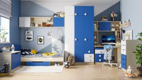 Детская комната Скай (Синий/Белый/корпус Клен) в Белгороде - belgorod.katalogmebeli.com | фото