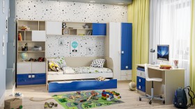 Детская комната Скай Люкс (Синий/Белый/корпус Клен) в Белгороде - belgorod.katalogmebeli.com | фото