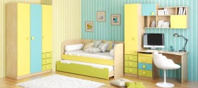 Детская комната Смайли (Желтый/Голубой/Зеленый/корпус Клен) в Белгороде - belgorod.katalogmebeli.com | фото