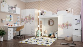 Детская комната Совушки (Белый/корпус Выбеленное дерево) в Белгороде - belgorod.katalogmebeli.com | фото
