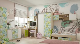 Детская комната Твит (Белый/Зеленый/корпус Клен) в Белгороде - belgorod.katalogmebeli.com | фото