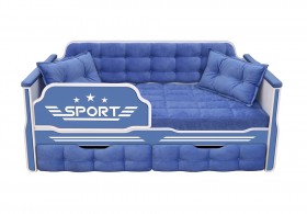Кровать 180 серии Спорт 2 ящика 85 Синий (подушки) в Белгороде - belgorod.katalogmebeli.com | фото