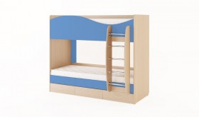 Кровать 2-х ярусная с ящиками (Беленый дуб/Синий) в Белгороде - belgorod.katalogmebeli.com | фото