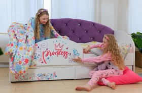 Кровать детская Эльза с бортиком Принцесса Белый/Фиолетовый в Белгороде - belgorod.katalogmebeli.com | фото