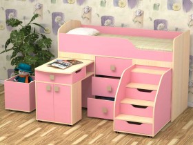 Кровать детская Фея 1.6 Дуб молочный/Розовый в Белгороде - belgorod.katalogmebeli.com | фото