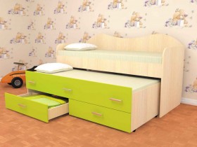Кровать детская Нимфа двухместная 2.0 Дуб молочный/Лайм в Белгороде - belgorod.katalogmebeli.com | фото