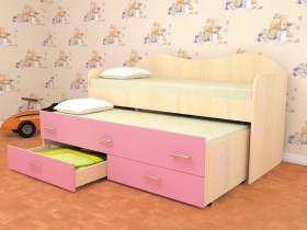Кровать детская Нимфа двухместная 2.0 Дуб молочный/Розовый в Белгороде - belgorod.katalogmebeli.com | фото