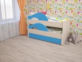 Кровать детская Радуга 1600 Млечный дуб/Голубой в Белгороде - belgorod.katalogmebeli.com | фото