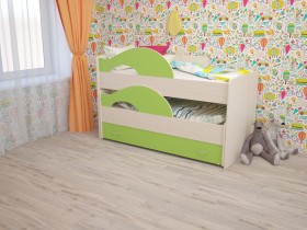 Кровать детская Радуга 1600 Млечный дуб/Салатовый в Белгороде - belgorod.katalogmebeli.com | фото