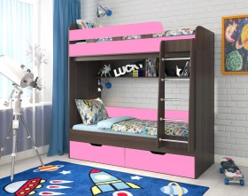Кровать двухъярусная Юниор-5  Бодего/Розовый в Белгороде - belgorod.katalogmebeli.com | фото
