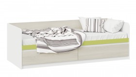Кровать «Сканди» с 2 ящиками Дуб Гарден/Белый/Зеленый в Белгороде - belgorod.katalogmebeli.com | фото