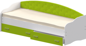 Кровать Софа-7 с мягкой спинкой (800х1900) Белый/Лайм в Белгороде - belgorod.katalogmebeli.com | фото
