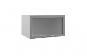 Квадро ГВПГС 800 шкаф верхний горизонтальный глубокий со стеклом высокий (Ваниль кожа/корпус Серый) в Белгороде - belgorod.katalogmebeli.com | фото