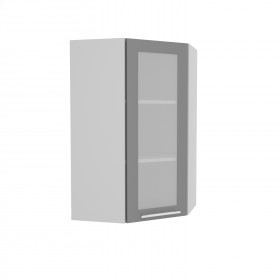 Квадро ВПУС 550 шкаф верхний угловой со стеклом высокий (Железо/корпус Серый) в Белгороде - belgorod.katalogmebeli.com | фото