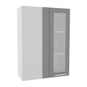 Квадро ВПУС 650 шкаф верхний угловой со стеклом высокий (Железо/корпус Серый) в Белгороде - belgorod.katalogmebeli.com | фото
