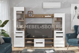 Мебель для гостиной МГС 6 (Исполнение 1/Дуб золотой/Белый глянец) в Белгороде - belgorod.katalogmebeli.com | фото 1
