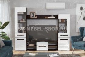 Мебель для гостиной МГС 6 (Исполнение 1/Венге/Белый глянец) в Белгороде - belgorod.katalogmebeli.com | фото 1