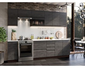Модульная кухня Бруклин 2,8 м (Бетон черный/Венге) в Белгороде - belgorod.katalogmebeli.com | фото