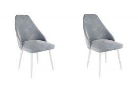 Набор стульев Милан 2 шт (серый велюр/белый) в Белгороде - belgorod.katalogmebeli.com | фото