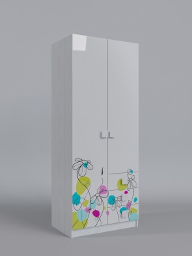 Шкаф 2-х створчатый с ящиками Флёр (Белый/корпус Выбеленное дерево) в Белгороде - belgorod.katalogmebeli.com | фото