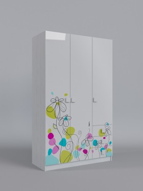 Шкаф 3-х створчатый с ящиками Флёр (Белый/корпус Выбеленное дерево) в Белгороде - belgorod.katalogmebeli.com | фото