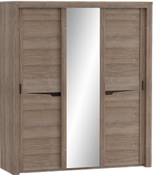 Шкаф трехдверный Соренто с раздвижными дверями Дуб стирлинг/Кофе структурный матовый в Белгороде - belgorod.katalogmebeli.com | фото